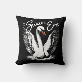 Cojín Decorativo Impresión blanca de la era del cisne vintage