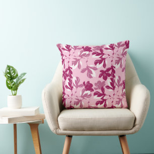 Cojín Decorativo Impresión botánica de magnolia rosa