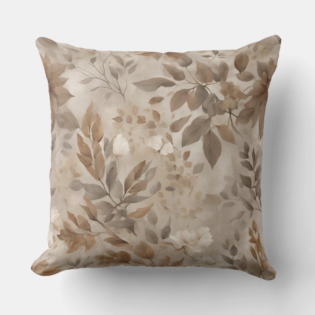 Cojín Decorativo Impresión botánica Earthy Taupe Brown (Anverso)
