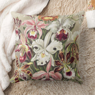 Cojín Decorativo Impresión botánica vintage de orquídea de Ernst Ha