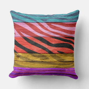 Cojín Decorativo Impresión cebra en madera #2