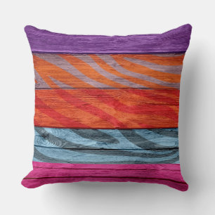 Cojín Decorativo Impresión cebra en madera #6