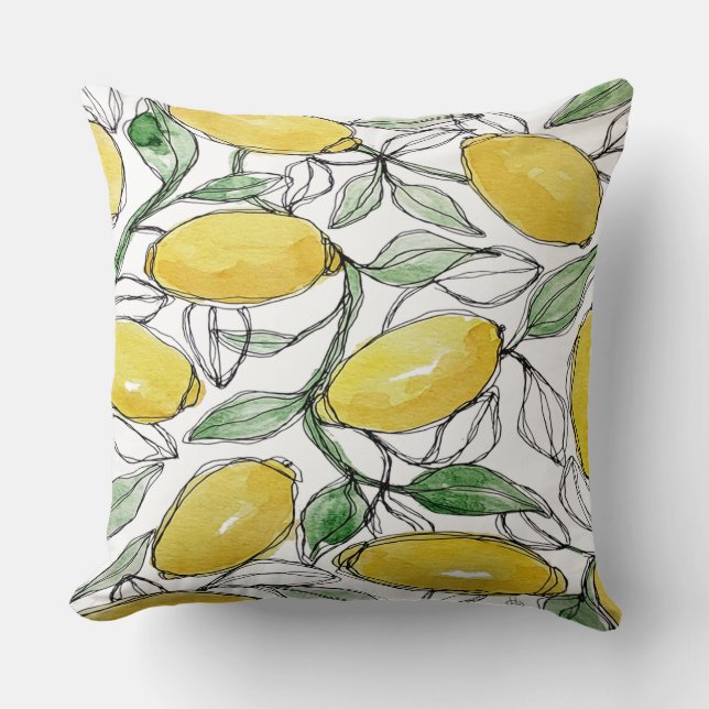 Cojín Decorativo Impresión de agua limón (Anverso)