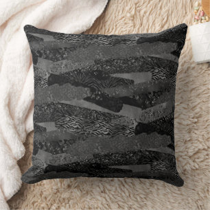 Cojín Decorativo Impresión de animal negro y gris