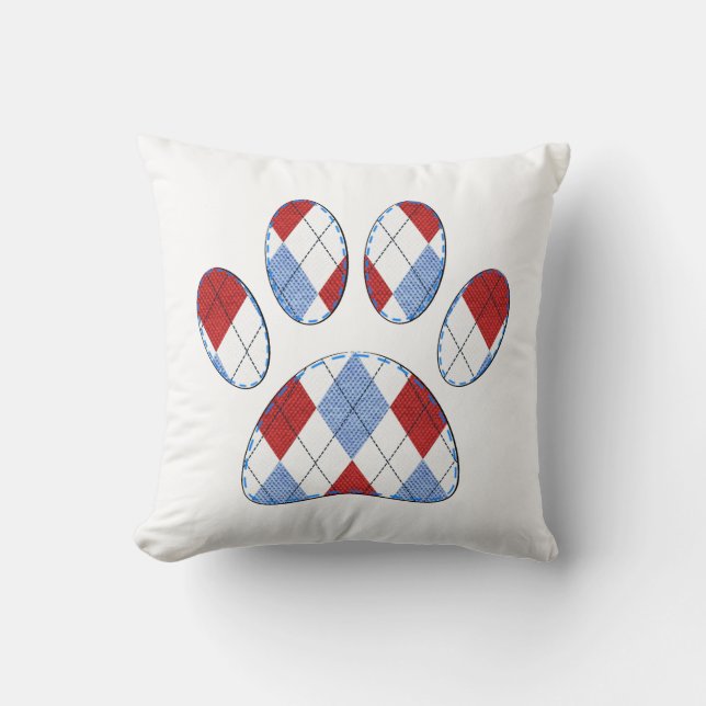 Cojín Decorativo Impresión de argyle Dog Paw (Anverso)