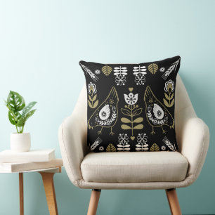 Cojín Decorativo Impresión de arte folclórico de Hen Farm