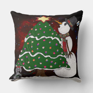 Cojín Decorativo Impresión de arte sorpresa para Snowman Tree Chris