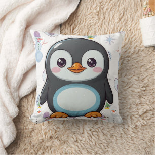 Cojín Decorativo Impresión de bebé pingüino kawaii