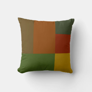 Cojín Decorativo Impresión de bloque de color naranja verde oliva r