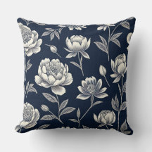 impresión de bloque floral vintage azul y blanco