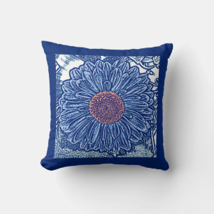 Cojín Decorativo Impresión de bloques de margarita de Gerbera, coba
