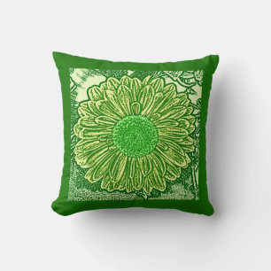 Cojín Decorativo Impresión de bloques de margarita de Gerbera - ver