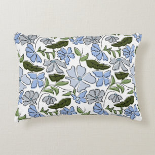 Cojín Decorativo Impresión de bloques florales de color azul y verd