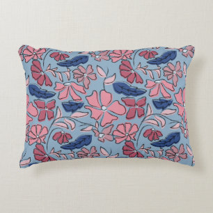 Cojín Decorativo Impresión de bloques florales de color rosa y azul