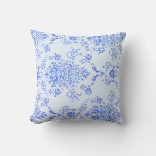 Cojín Decorativo Impresión de Bonito de damasco azul