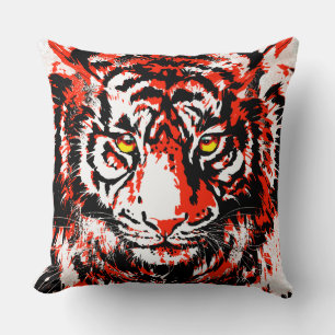 Cojín Decorativo Impresión de cabeza de tigre rojo