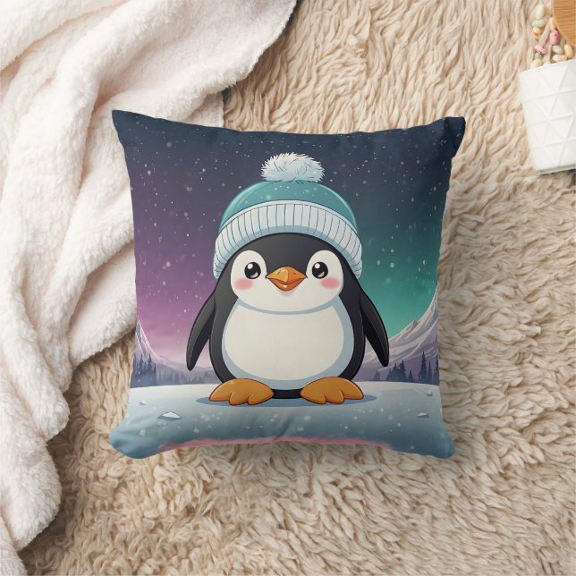 Cojín Decorativo Impresión de capucha azul Penguin Cute Kawaii (Manta)