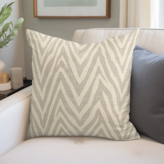 Cojín Decorativo Impresión de cebra lineal beige y taúpe