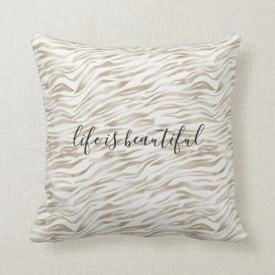 Cojín Decorativo Impresión de cebra marrón verde crema de cacao b