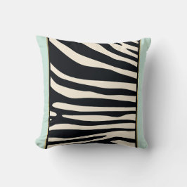 Cojín Decorativo Impresión de cebra verde crema, negro y menta