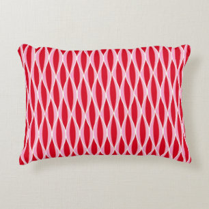 Cojín Decorativo Impresión de cinta de medio siglo, rojo de coral p