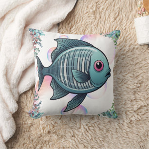Cojín Decorativo Impresión de coral de peces de rayos X