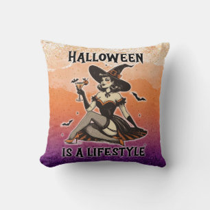 Cojín Decorativo Impresión de dos caras de la bruja de Halloween de