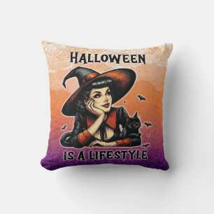 Cojín Decorativo Impresión de dos caras de la bruja de Halloween de