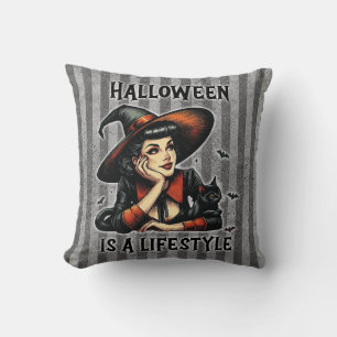Cojín Decorativo Impresión de dos caras de la bruja de Halloween de