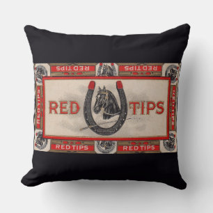 Cojín Decorativo Impresión de etiqueta de cigarros de Tiempos Rojos
