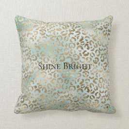 Cojín Decorativo Impresión de glitz Sparkle Leopardo de oro Aqua Mi