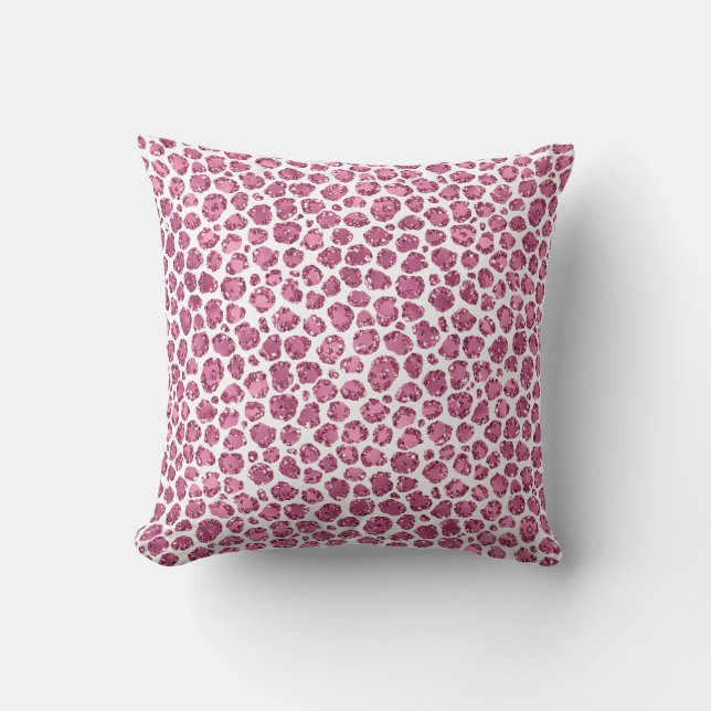 Cojín Decorativo Impresión de glitzy Leopardo Girly Pink (Anverso)