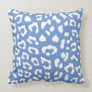 Cojín Decorativo Impresión de gran leopardo azul y blanco francés