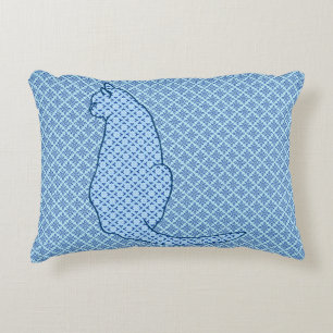 Cojín Decorativo Impresión de kimono azul para gato japonés