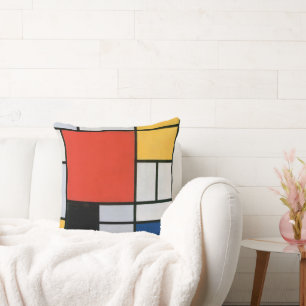 Cojín Decorativo Impresión de la composición de Piet Mondrian en ro