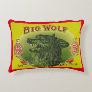 Cojín Decorativo Impresión de la etiqueta de cigarro Big Wolf