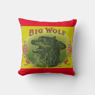 Cojín Decorativo Impresión de la etiqueta de cigarro Big Wolf