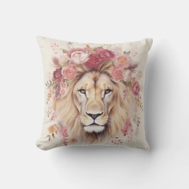 Cojín Decorativo Impresión de león con flor