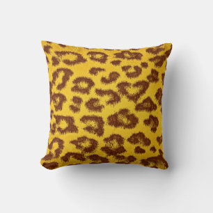 Cojín Decorativo Impresión de leopardo amarillo y marrón