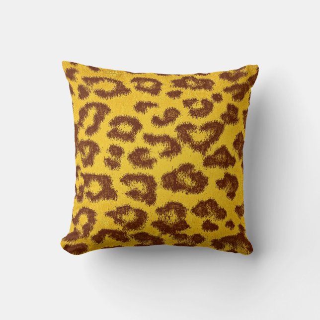 Cojín Decorativo Impresión de leopardo amarillo y marrón (Anverso)
