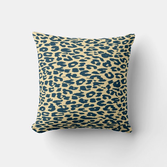 Cojín Decorativo Impresión de leopardo azul (Anverso)