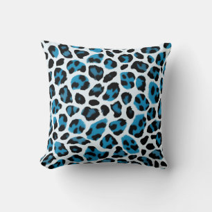 Cojín Decorativo Impresión de leopardo azul y blanco