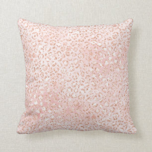 Cojín Decorativo Impresión de leopardo blanco Purpurina rosa Rubor