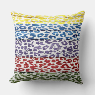 Cojín Decorativo Impresión de leopardo colorido en madera