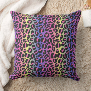 Cojín Decorativo Impresión de leopardo con gradiente de neón colori