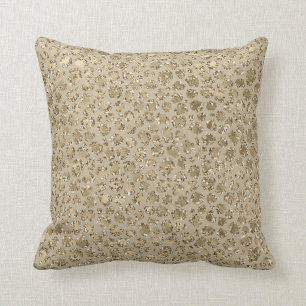 Cojín Decorativo Impresión de leopardo de crema de Purpurina de oro