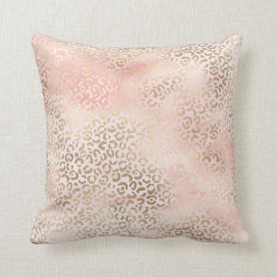Cojín Decorativo Impresión de leopardo dorado color rosa de Rubor G