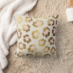 Cojín Decorativo Impresión de leopardo dorado y rosa pastel Chic An