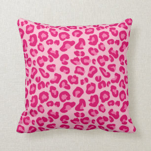 Cojín Decorativo Impresión de leopardo en rosa pastel, rosa calien