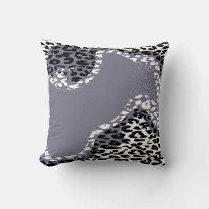 Cojín Decorativo Impresión de leopardo gris retro y diseño moderno